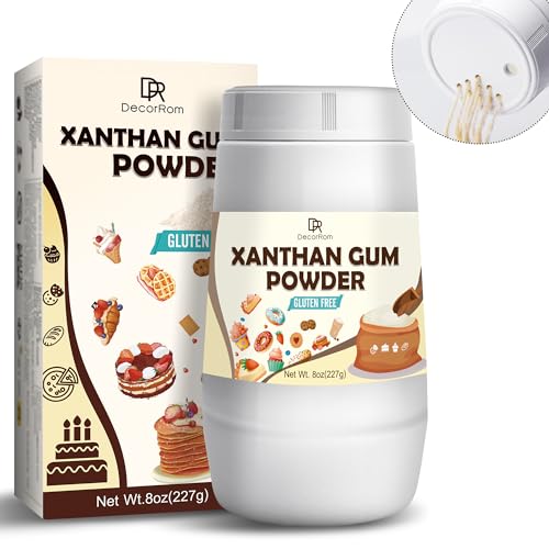 Xanthan Gum Pulver 227g - Glutenfrei Vegan Xanthangummi Bindemittel Verdickungsmittel zum Backen und Kochen - Reines Xanthan Gum Stabilisator Nicht-GVO Soßenbinder für Kuchen, Eis, Soßen, Suppen von DecorRom