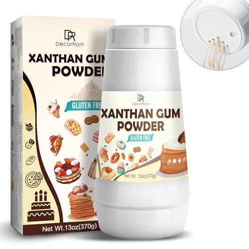 Xanthan Gum Pulver 370g - Glutenfrei Vegan Xanthangummi Bindemittel Verdickungsmittel zum Backen und Kochen - Reines Xanthan Gum Stabilisator Nicht-GVO Soßenbinder für Kuchen, Eis, Soßen, Suppen von DecorRom