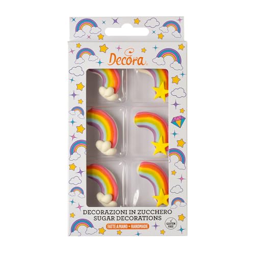 Decora 0500410 6ER-PACK REGENBOGEN ZUCKERDEKOR von Decora