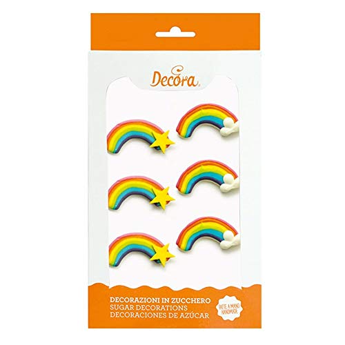 Decora 6 Regenbogen Zuckerfiguren | essbar | Cupcake Deko von Decora