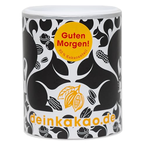 DEIN KAKAO - Guten Morgen! | Schokoladenpulver mit Kakao aus biologischem Anbau mit 92% Kakaogehalt, zuckerfrei | Vegane und glutenfreie Bio-Trinkschokolade mit Kaffee | 250g Kakaopulver von Dein Kakao