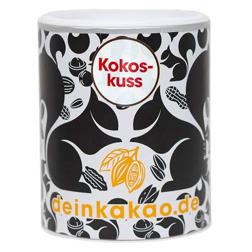 DEIN KAKAO - Kokoskuss | Schokoladenpulver aus biologischem Anbau mit 37% Kakaogehalt und natürlicher Süße | Vegane und glutenfreie Bio-Trinkschokolade mit Kokosmilchpulver | 250g Kakaopulver von Dein Kakao