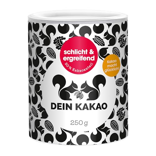 DEIN KAKAO - schlicht & ergreifend | Schokoladenpulver mit Kakao aus biologischem Anbau mit 50% Kakaogehalt & natürlicher Süße gemahlener Bio-Datteln | Vegan & glutenfrei | 250g Kakaopulver von Dein Kakao