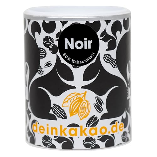 DEIN KAKAO - Noir | Schokoladenpulver mit Kakao aus biologischem Anbau mit 80% Kakaogehalt & natürlicher Süße | Vegan & glutenfrei | Mit Ingwer, Lakritze & Yuzu | 250g Kakaopulver von Dein Kakao