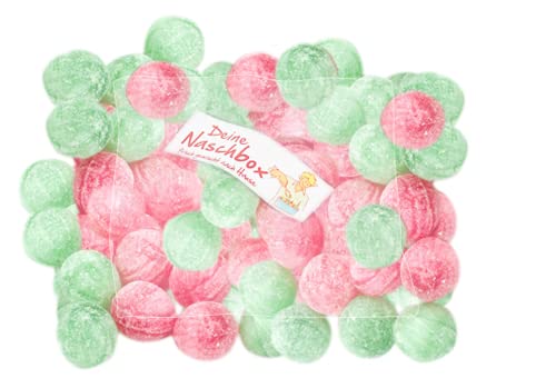 Deine Naschbox | Saure Bonbon Kugeln | 500g Nachfüllbeutel | Minimale Verpackung 100% recyclebar - Großpackung - 2 Sorten Mix - Erdbeere & Apfel von PE ÄM