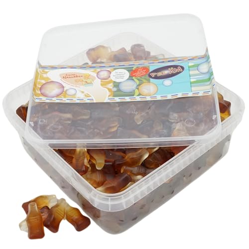 Deine Naschbox | Zuckerfreie Fruchtgummi Colafläschen | 1kg Naschbox | XL Großpackung für Party, Candybar & als Geschenk - Würziger Naschspaß von PE ÄM