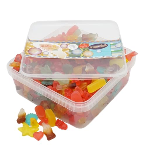 Deine Naschbox | Zuckerfreier Frucht & Weingummi Mix | 1kg Naschbox | XL Großpackung - 5 Sorten - für Party, Candybar & als Geschenk - Cola & Frucht von PE ÄM