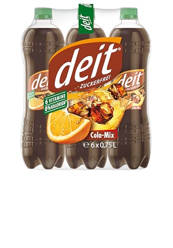 DEIT Cola-Mix - Erfrischungsgetränk zuckerfrei, kalorienarm (6 x 0,75L PET) für gesunden Genuss von Deit