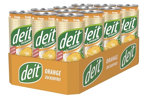 DEIT Orange Dose - Zuckerfreies Erfrischungsgetränk im 12er Pack (12 x 330 ml) -Kalorienarme Limonade, Natürliche Zutaten, Spritziger Orangengeschmack von Deit