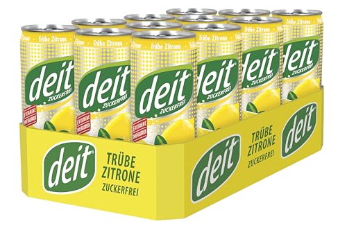 DEIT Trübe Zitrone Dose 12er Pack (12 x 330 ml) Zuckerfreie Limonade Kalorienarm Erfrischung von Deit