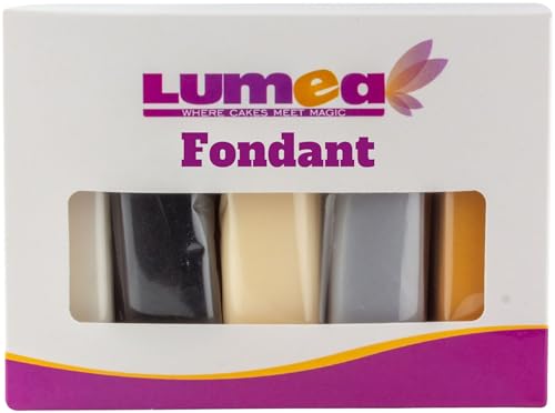 Dekozauber24 Fondant Multipack, 5 Farben, 100g Rollfondant pro Farbe, zum Dekorieren von Kuchen und Torten in weiß, schwarz, creme, silber und gelbgold (Basics) von Dekozauber24