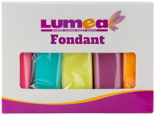 Dekozauber24 Fondant Multipack NEON, 5 Farben, 100g Rollfondant pro Farbe, zum Dekorieren von Kuchen und Torten in den Neonfarben pink, türkis, gelb, lila und orange von Dekozauber24