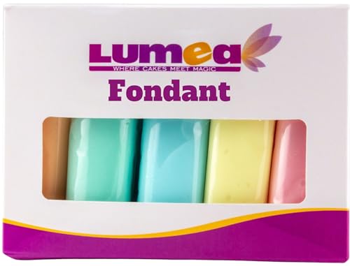 Dekozauber24 Fondant Multipack Pastell, 5 Farben, 100g Rollfondant pro Farbe, zum Dekorieren von Kuchen und Torten in pastellfarbigem grün, blau, pfirsich, gelb und pink von Dekozauber24