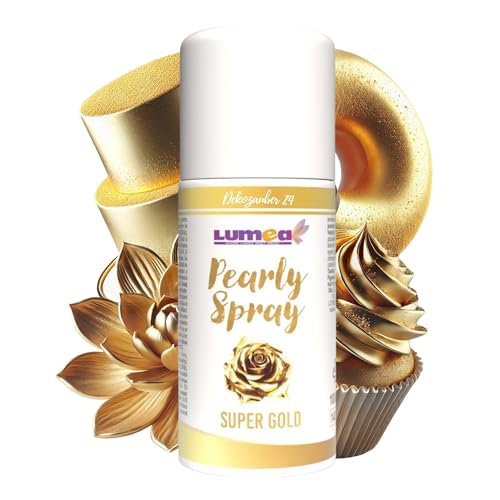 Dekozauber24 Lebensmittelfarbe Goldspray, 100ml, vegan, für Lebensmittel und Getränke, gold Spray, essbares Glitzer Spray, Backspray essbare Tortendeko, Velvet Spray (Super Gold, 100ml) von Dekozauber24