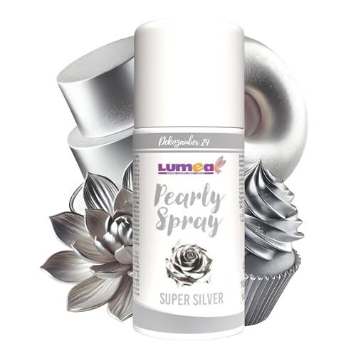 Dekozauber24 Lebensmittelfarbe Silberspray, 100ml, vegan, für Lebensmittel und Getränke, silber Spray, essbares Glitzer Spray, Backspray essbare Tortendeko, Velvet Spray (Super Silver, 100ml) von Dekozauber24