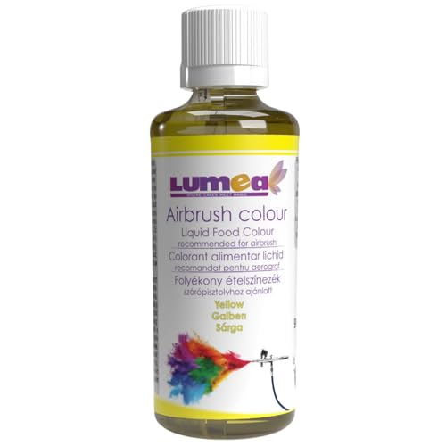 Dekozauber24 Premium Airbrush Lebensmittelfarbe, 90 ml, 19 Farben, essbar, flüssig, starke Deckkraft, Tortendeko Fondant Marzipan (Gelb) von Dekozauber24