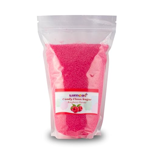 Dekozauber24 Premium Zuckerwatte Zucker mit Geschmack, 1000g, 8 Sorten, essbarer Farbzucker, farbig, Zuckerwattezucker 1kg (Himbeere) von Dekozauber24