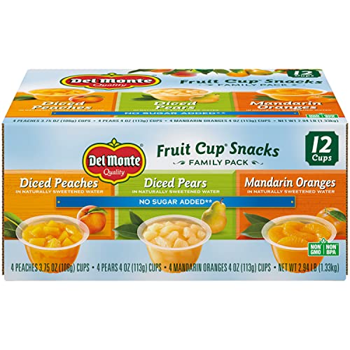 Del Monte No Sugar Added Assorted Flavors Fruit Cup Snacks 2.94 lb, 12 Count von Del Monte