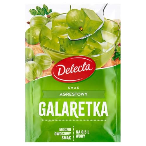 DELECTA Jello Galaretka AGREST Stachelbeere, 3 Stück/12 Portionen, hergestellt in Polen, hergestellt von Delecta