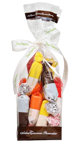 Deliano - Antica Torroneria Torroncino Morbido Praline Mix je 3 Stück Cacao, Vanille, Orange und Zitrone mit Schleife, 12 Stück ergibt 180g von Deliano Genuss und gut!