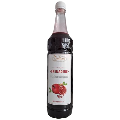 "Grenadine" Dessertsirup | Verführerischer Delicia Sirup in einer 1L - Flasche | Süßungsmittel vielseitig verwendbar - Entfalten Sie Ihre Kreativität von Delicia