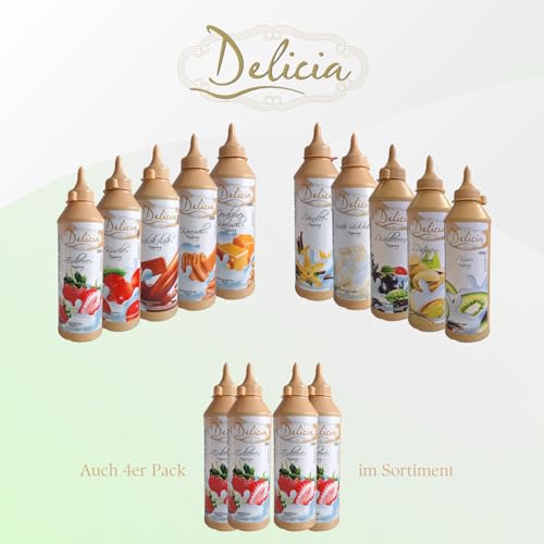 "Mandel" Dessertsauce | Verführerischer Topping in einer 600g - Flasche | Delicia Dessertsoße - Vielseitige Verwendung - Entfalten Sie Ihre Kreativität von Delicia