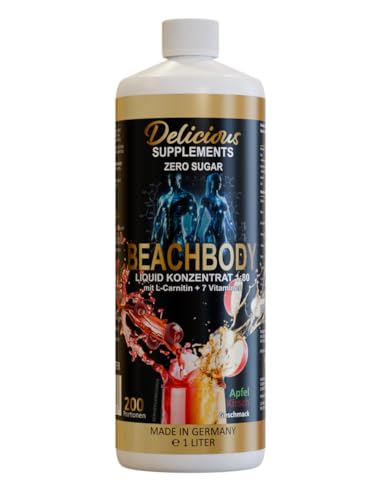 Delicious Beachbody Liquid Apfel Kirsch - Zuckerfreier Sirup für Wasser, ein schmackhafter Durstlöscher inkl. Pumpspender - Made in Germany von Delicious Supplements