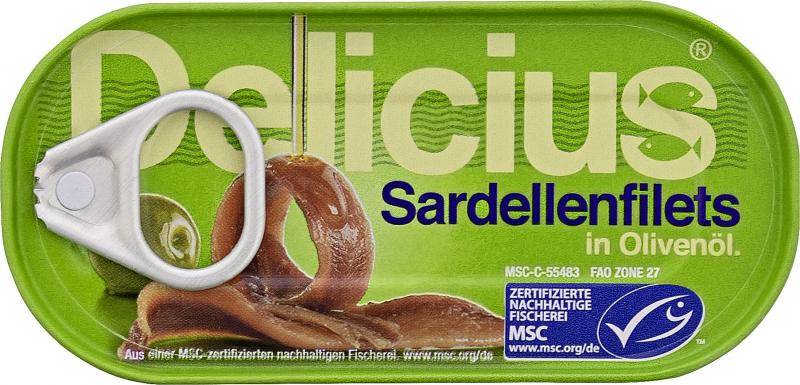 Delicius Sardellenfilets in Olivenöl Dose von Delicius