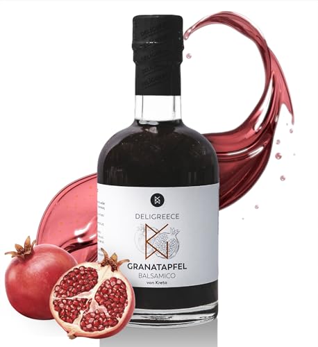 Deligreece Granatapfel Balsamico Essig | Traditionell hergestellter Balsamico von Kreta | Fruchtiger und feinherber Balsamico mit Granatäpfeln | Handgemachter Weißweinessig aus Griechenland (250ml) von Deligreece