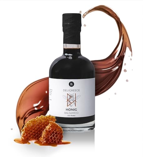 Deligreece Honig Balsamico Essig | Traditionell hergestellter Balsamico von Kreta | Intensiver und einzigartiger Balsamico mit Thymianhonig | Handgemachter Weißweinessig aus Griechenland (250ml) von Deligreece