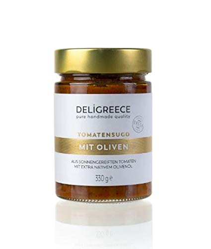 Deligreece Tomatensugo mit Oliven - Mit extra nativem Olivenöl aus Griechenland 330 gr. von Deligreece