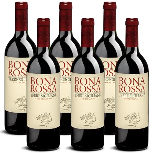 DELINAT – Bonarossa 2022 – Italienischer Rotwein trocken – Bio-Wein aus Sizilien, vegan (6 x 0,75l) von Delinat