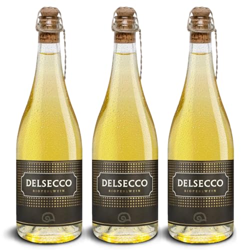 DELINAT – DELSECCO 2023 – Deutscher weißer Perlwein herb – Bio-Wein aus Rheinhessen, vegan (3 x 0,75l) von Delinat