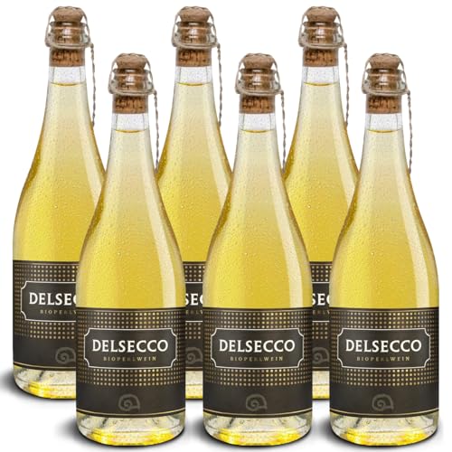 DELINAT – DELSECCO 2023 – Deutscher weißer Perlwein herb – Bio-Wein aus Rheinhessen, vegan (6 x 0,75l) von Delinat