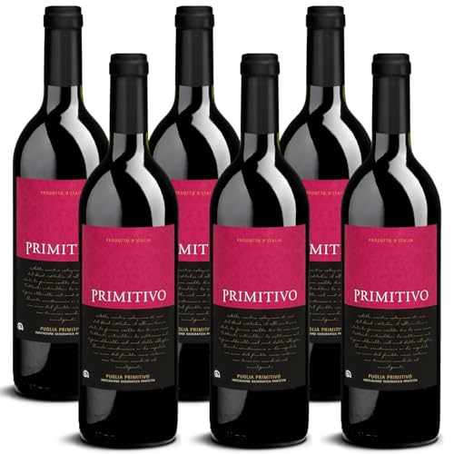 DELINAT – Primitivo 2022 – Italienischer Rotwein halbtrocken – Bio-Wein aus Apulien, vegan (6 x 0,75l) von Delinat