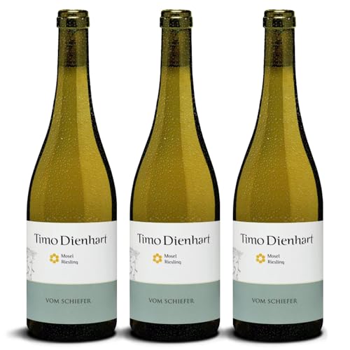 DELINAT – Timo Dienhart Riesling vom Schiefer 2023 – Deutscher Weißwein halbtrocken – Bio-Wein aus der Mosel-Region, vegan (3 x 0,75l) von Delinat