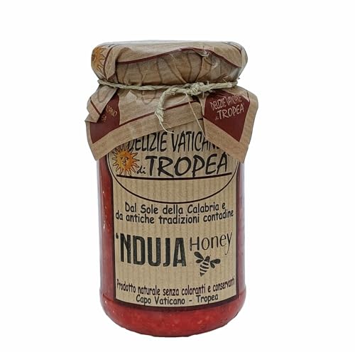 Nduja di Spilinga mit Honig 180g | Würzige Bredbare Kalabrische Salami | Handgemachte Delikatesse mit Honig | Exklusive Feinkost aus Italien von Delizie Vaticane di Tropea