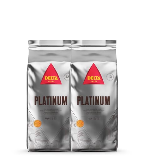 Delta Cafés - Kaffeebohnen Platinum - 2 Pakete à 1 kg - Intensität 12 - Vollmundige Arabica-Röstkaffeebohnenmischung - Sehr aromatisch mit Noten von Reifen Früchten von Delta Cafés