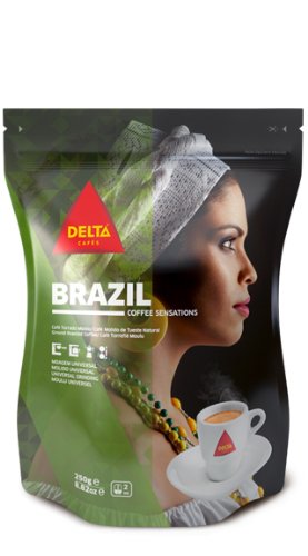 Delta Brazil Gemahlener Röstkaffee Universal-Schleif 250g von Delta