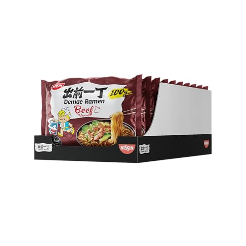 Nissin Demae Ramen – Beef, 10er Pack, Instant-Nudeln japanischer Art, mit Rindfleisch-Geschmack & asiatischen Gewürzen, schnell & einfach zubereitet, asiatisches Essen (10 x 100 g) von NISSIN