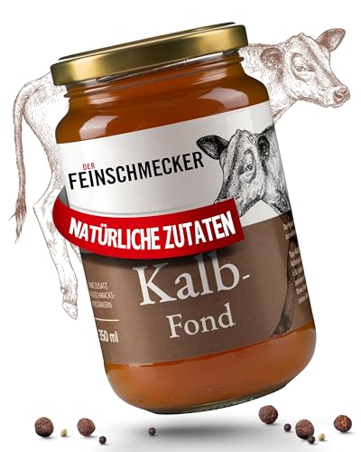 Der Feinschmecker 350ml Kalbsfond aus natürlichen Zutaten I Leckere Basis für Suppen & Saucen I Höchste Qualität ohne Geschmacksverstärker für natürliche Aromen bei vielen Kalbgerichten von Der Feinschmecker