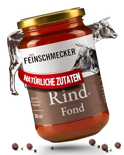 Der Feinschmecker 350ml Rinderfond aus natürlichen Zutaten I Würzige Basis für Suppen und Bratensaucen I Höchste Qualität ohne Geschmacksverstärker für natürliche Aromen bei Rindgerichten von Der Feinschmecker