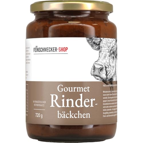 Der Feinschmecker Gourmet Rinderbäckchen 720g I Zarte Innenbäckchen in Rotweinsauce I Sous-vide gegart I Für 2-3 Personen von Der Feinschmecker