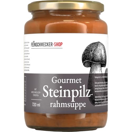 Handgemachte Steinpilzrahmsuppe | Mit großstückigen Steinpilzen und Wildaroma| Verfeinert mit Sahne und Wein | 720 ml von Der Feinschmecker