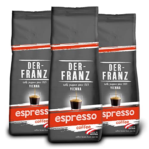 Der-Franz Espresso Kaffee, Intensität 5/5, Arabica und Robusta, ganze Bohne, 3 x 500 g von Der-Franz