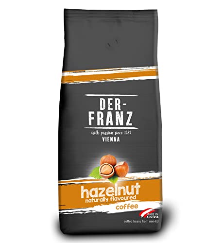 Der-Franz Kaffee, Mischung aus Arabica und Robusta, geröstet, ganze Bohne aromatisiert mit natürlicher Haselnuss UTZ, 1000 g von Der-Franz