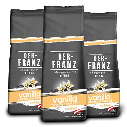 Der-Franz Kaffee, aromatisiert mit Vanille, Intensität3/5, Arabica und Robusta Kaffeebohnen, 3 x 500 g von Der-Franz