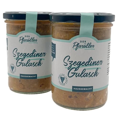 DER PFARÖLLER Szegediner Gulasch – 2 Gläser á 400g (Gesamt 800g) – Herzhaftes Gulasch mit Sauerkraut – Perfekt für schnelle, deftige Mahlzeiten – Einfache Zubereitung von Der Pfaröller