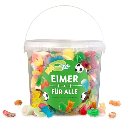 Eimer für Alle XL - 3,7kg Süßigkeiten im Eimer, Fruchtgummi und Marshmallows, für Fußballfans und für Fußball-Events, Party Eimer von Der Zuckerbäcker