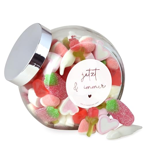 Jetzt & Immer Süßigkeitenglas – toller Süßigkeiten-Mix in elegantem Glas für Valentinstag & Hochzeit, schönes Valentinstagsgeschenk von Der Zuckerbäcker